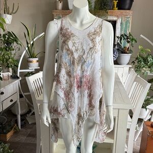 🍄Made in Italy M/L  70% silk 30% viscose beautiful layered floral boho blouse